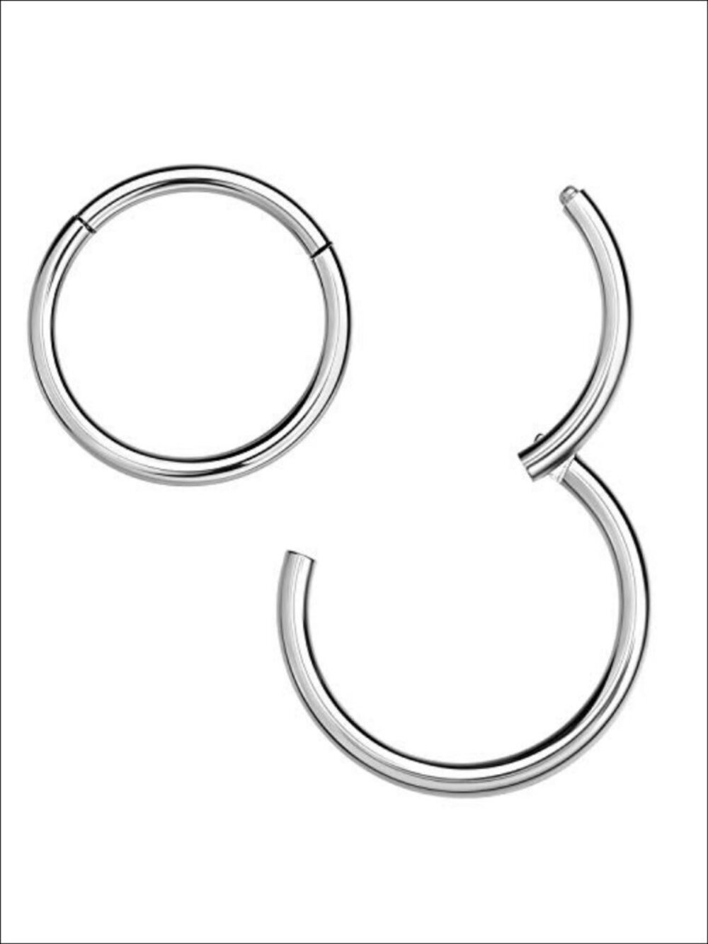 316L Surgical Steel Clicker Nose Hoop Ring 18G 8mm Hypoallergenic Body Piercing